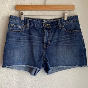 GAP Sexy Boyfriend Dark Blue Denim Shorts with Frayed Hem